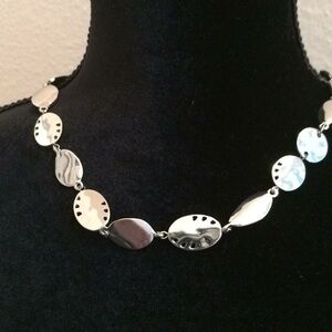 Silver tone statement necklace minimalist classic casual dressy